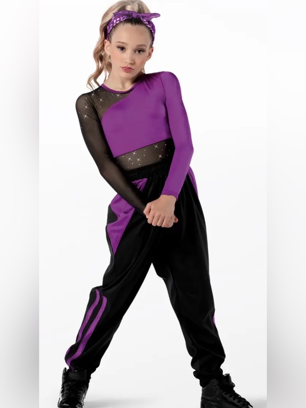 Weissman Black and Purple Active Two-Piece Set